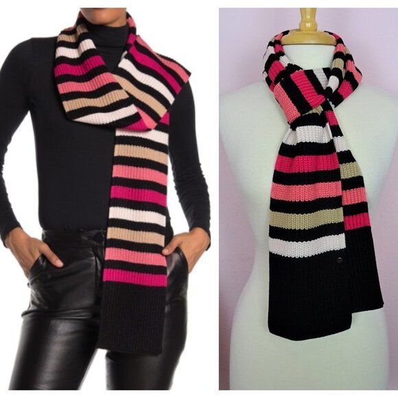 NWT Kate Spade Wide Stripe Print Skinny Scarf - Picture 1 of 10